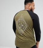 Friend Or Faux Plus Starburst Raglan Sleeve Long Sleeve Top - Green