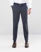 Asos Slim Suit Pants In Navy Herringbone - Navy