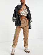 Asos Design Hourglass High Rise 'slouchy' Mom Jeans In Biscuit Cord-brown