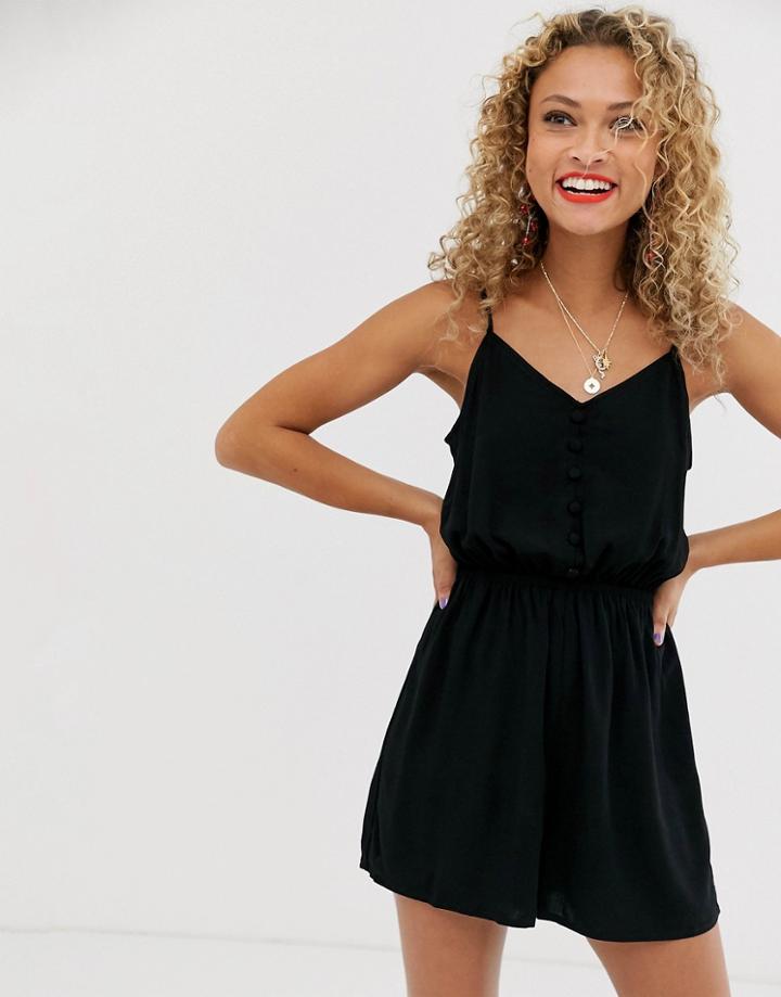 New Look Button Down Romper In Black