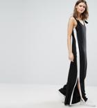 Asos Tall Minimal Wide Leg Jumpsuit With Side Stripe And Splits - Black