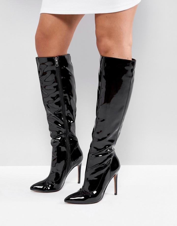 Asos Caiden Pointed Knee High Boots - Black