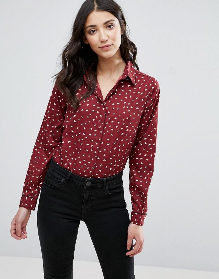 Brave Soul Print Blouse - Red
