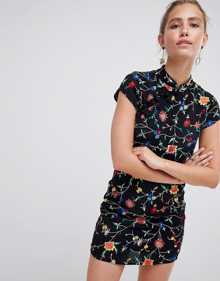 Miss Selfridge Dress With All Over Floral Embroidery - Multi