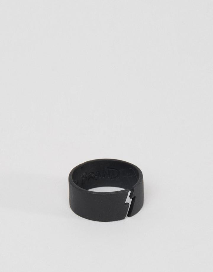 Icon Brand Split Band Ring In Black - Black