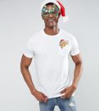 Brave Soul Tall Holidays Ginger Bread Pocket T-shirt - White