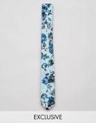 Reclaimed Vintage Inspired Skinny Tie In Floral Print - Beige