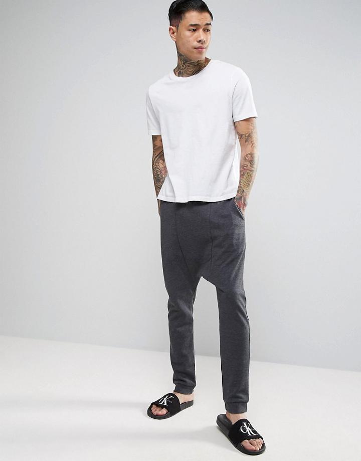 Asos Drop Crotched Brushed Back Jogger - Black