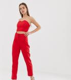 Missguided Tailored Cigarette Pants In Red - Red