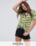 Asos Tall T-shirt With V-neck In 80s Scribble Stripe - Multi