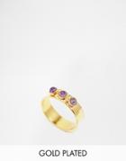 Mirabelle Gold Plated Textured Ring With Amethyst - Gold