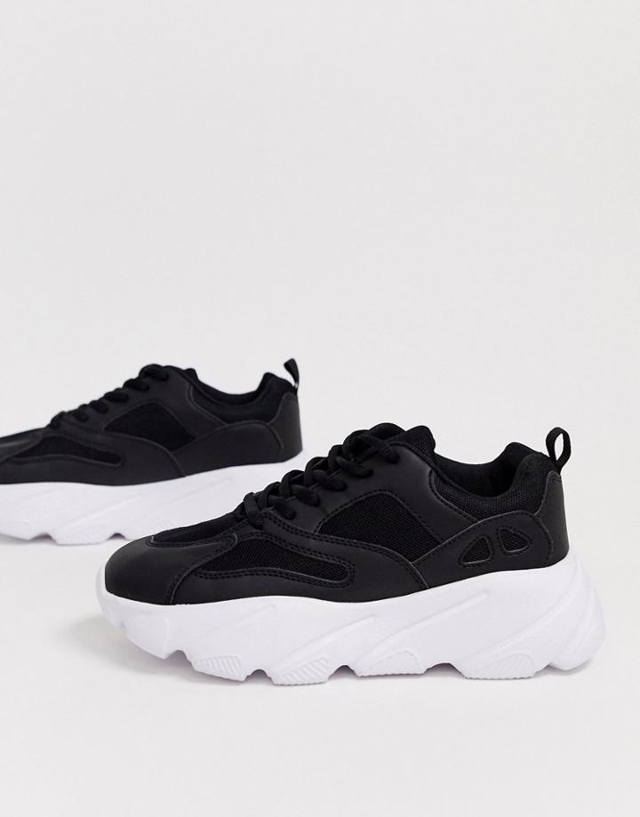 Truffle Collection Chunky Sneaker In Black-white