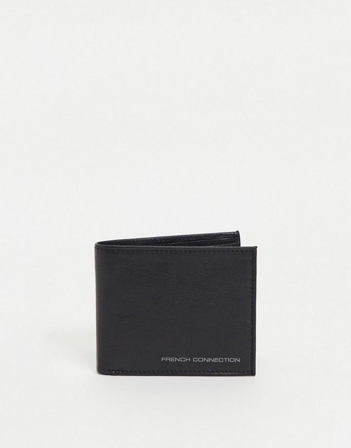 French Connection Classic Contrast Bi-fold Wallet In Black And Gunmetal