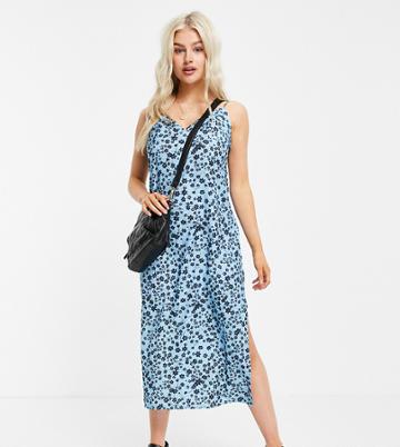 Urban Threads Petite Cami Strap Midi Dress In Blue-blues