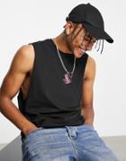 Friend Or Faux Drowning Style Printed Sleeveless Tank In Black-white