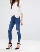 Dl1961 Margaux Skinny Jean With Ripped Knees - Blue