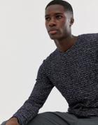 Selected Homme Knitted Sweater With Mixed Yarn Detail-navy