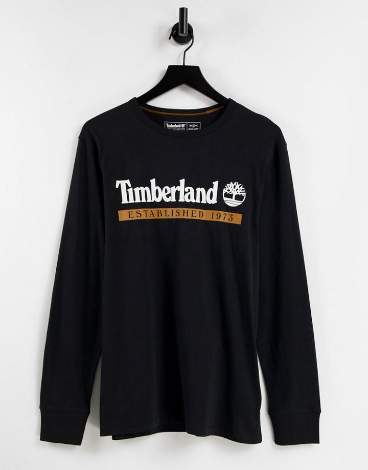 Timberland Established 1973 Long Sleeve T-shirt In Black