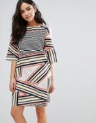 Orion Elsa Stripe Print Shift Dress - Multi