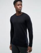 Selected Rib Crew Neck Sweater - Black