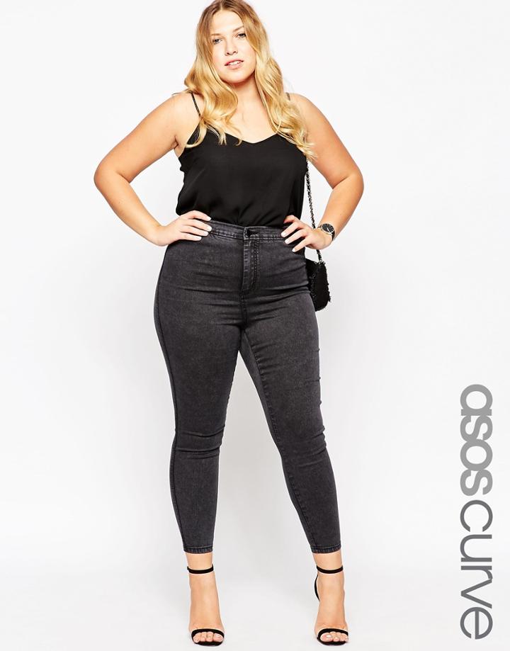 Asos Curve Rivington Ankle Grazer Jegging In Nile Wash - Charcoal Gray
