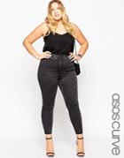 Asos Curve Rivington Ankle Grazer Jegging In Nile Wash - Charcoal Gray