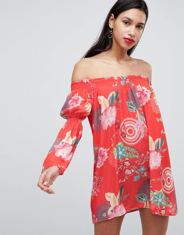 Love Off The Shoulder Printed Dress - Multi