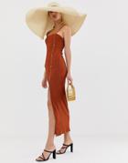 River Island Cami Dress With Side Split In Rust-red