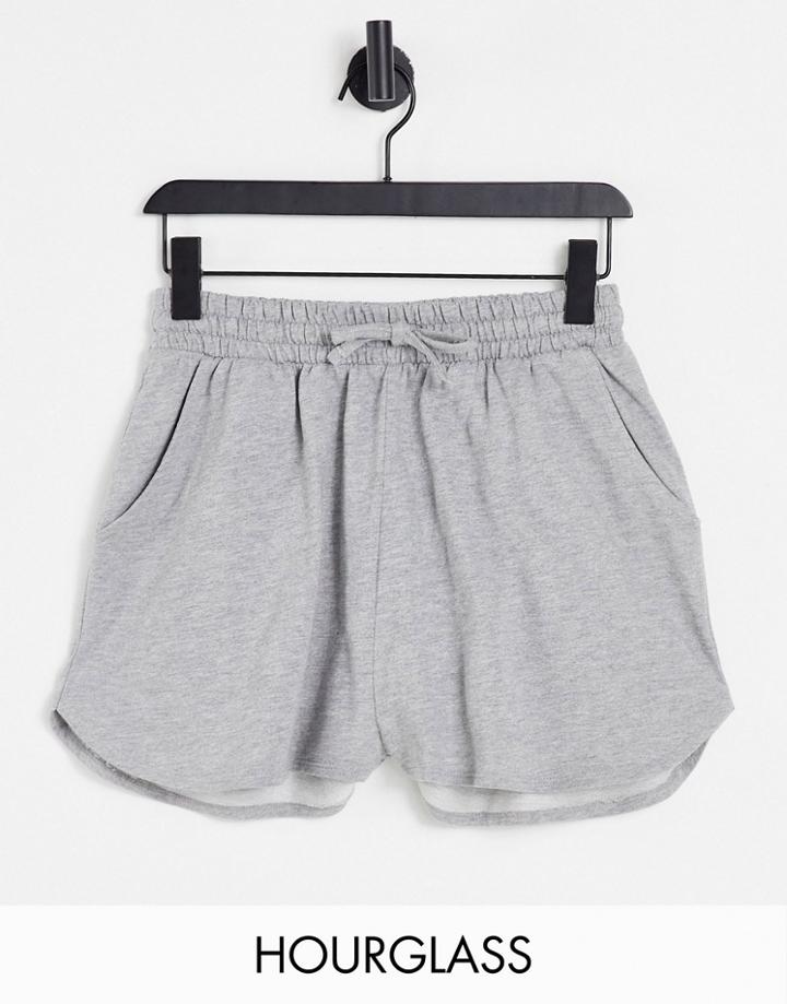 Asos Design Hourglass Sweat Runner Short In Organic Cotton In Gray Heather-grey