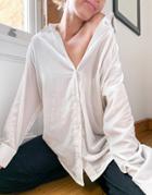 Weekday Faustine Oversize Velvet Shirt In Light Beige-neutral