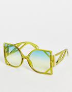 My Accessories London Oversized 70s Sunglasses In Green