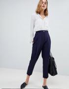 Asos 80's Tailored Pants With Deep Pleat - Navy