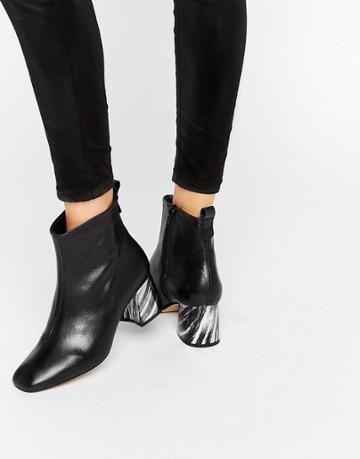 Kg By Kurt Geiger Snoopy Leather Heeled Ankle Boots - Black Leather