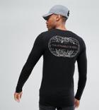 Asos Tall Muscle Long Sleeve T-shirt With Globe Back Print - Black