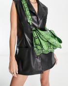 Hvisk Elude Wavy Shoulder & Cross Body Bag In Green Snake Print