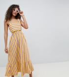 Asos Design Tall Stripe Crop Top Maxi Dress With Pephem - Multi