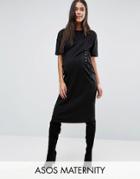 Asos Maternity Midi T-shirt Dress With Corset Detail - Black