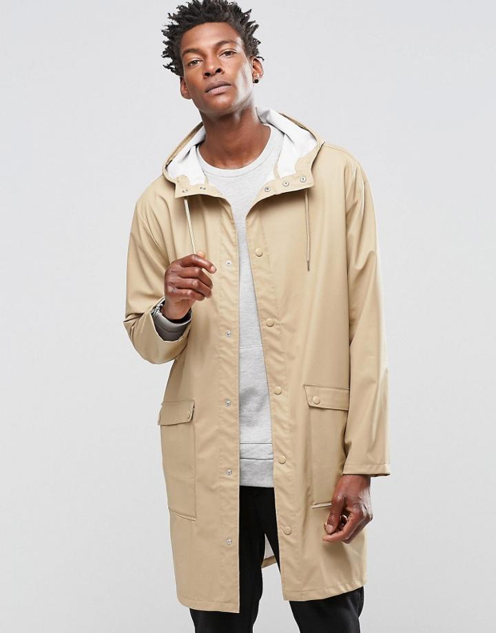 Weekday Sune Hooded Rain Coat Beige - Red