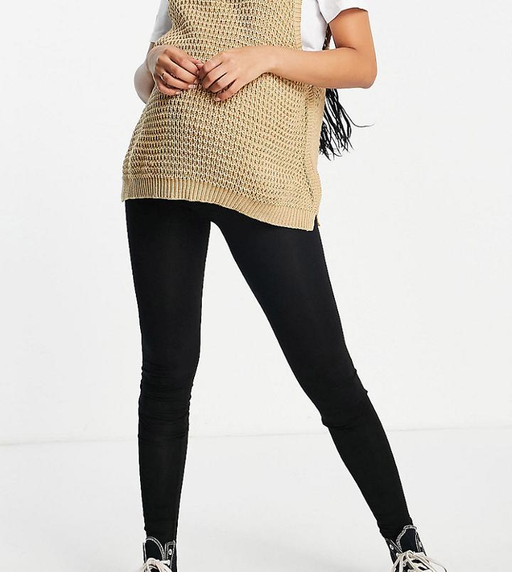Asos Design Maternity Tall Over The Bump Leggings In Black