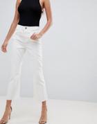 Asos Design Egerton Rigid Cropped Flare Jeans In Chalk White Cord In Raw Hem - White