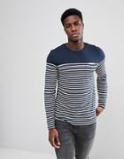 Selected Homme Long Sleeve T-shirt In Stripe - Navy