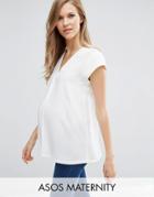 Asos Maternity V- Neck Origami T-shirt - White