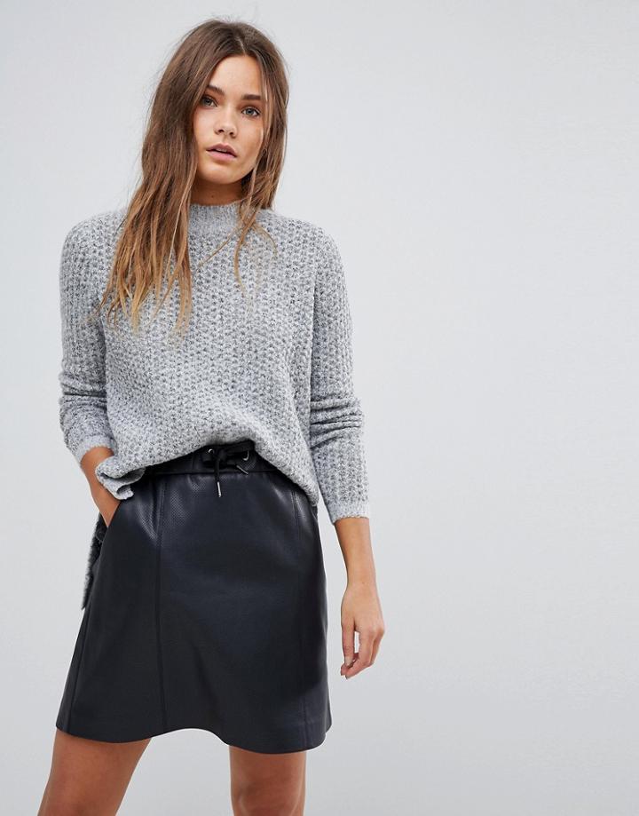 Esprit Ribbed Diamond Print Sweater - Gray