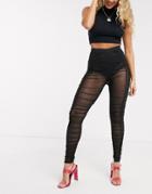 Asos Design Glam Ruched Mesh Legging