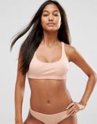 Asos Mix And Match Crop Bikini Top In Rib - Pink