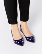 London Rebel Smile Mid Heeled Shoes - Navy Patent