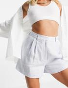 Na-kd X Mathilde Gohler Linen Shorts In Light Blue - Part Of A Set-blues