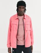 Asos Design Utility Jacket In Acid Wash Pink