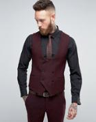 Noose & Monkey Super Skinny Harris Tweed Vest - Red