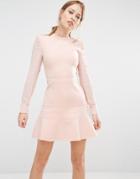 Finders Keepers Long Sleeve Flippy Dress - Pale Pink